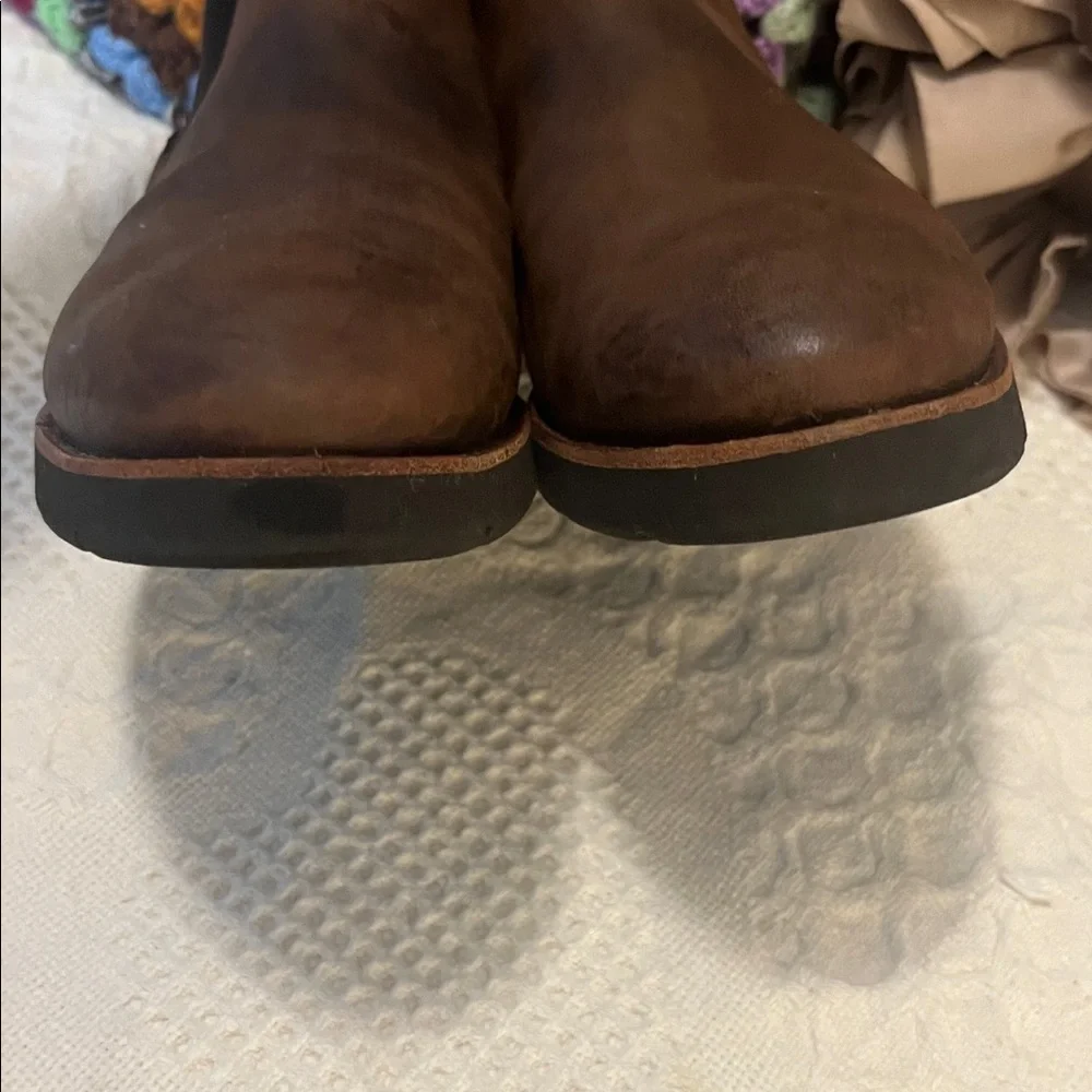 Johnston & Murphy Flex Sole Slip On Brown Distressed Leather Ankle Chelsea Boots